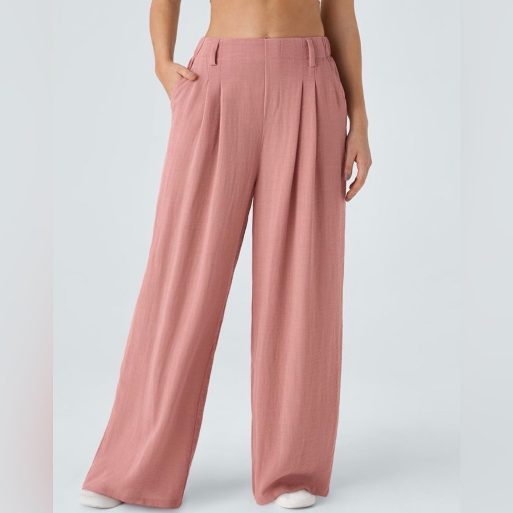 Halara High Waisted Pocket Wide Leg Flowy Solid Palazzo NWT Size L - Picture 1 of 12